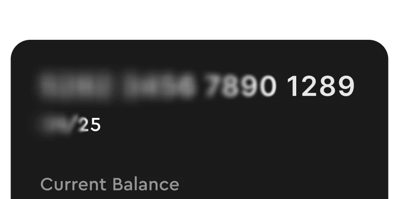 Masked credit card showing automatic privacy protection